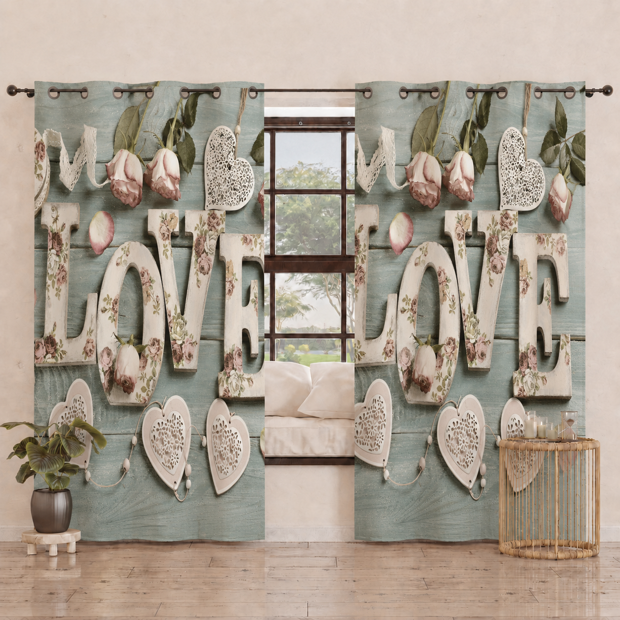 Tenda Arredo da Interno a Pannelli con Anelli Shabby 318