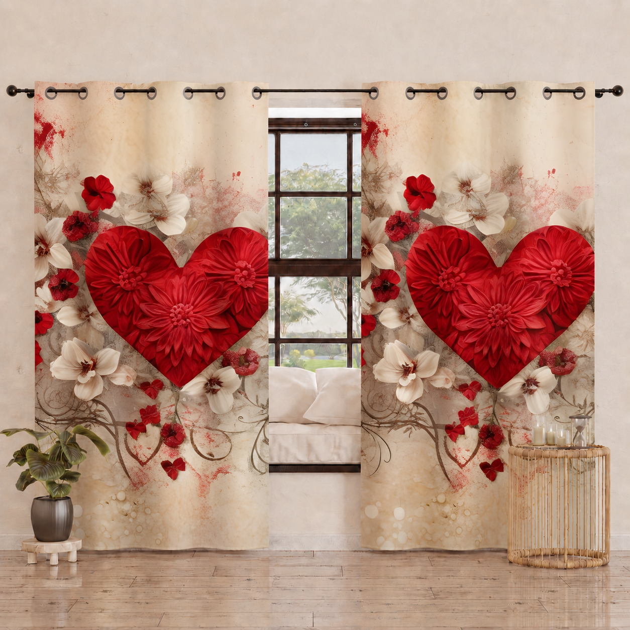 Tenda Arredo da Interno a Pannelli con Anelli Shabby 338