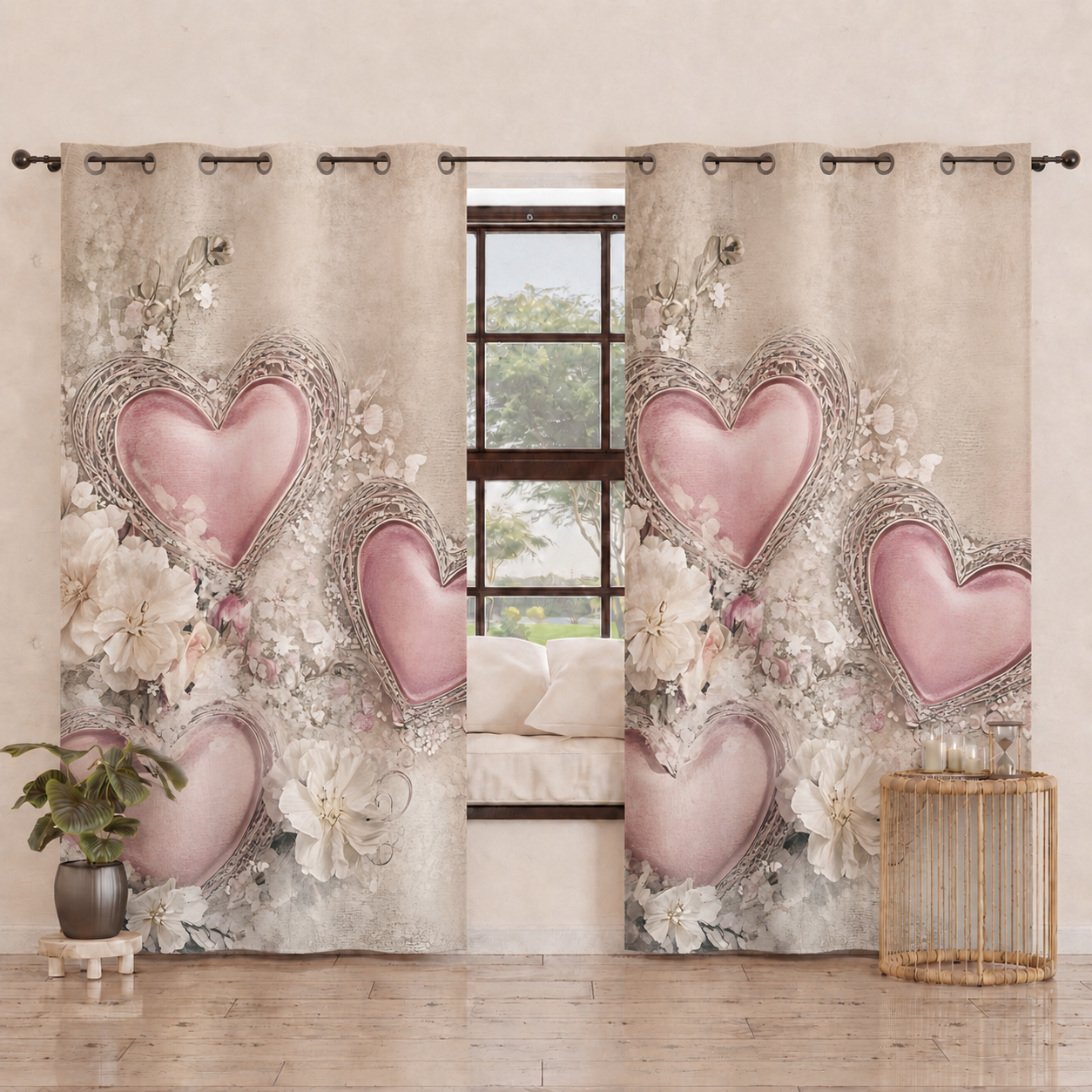 Tenda Arredo da Interno a Pannelli con Anelli Shabby 343