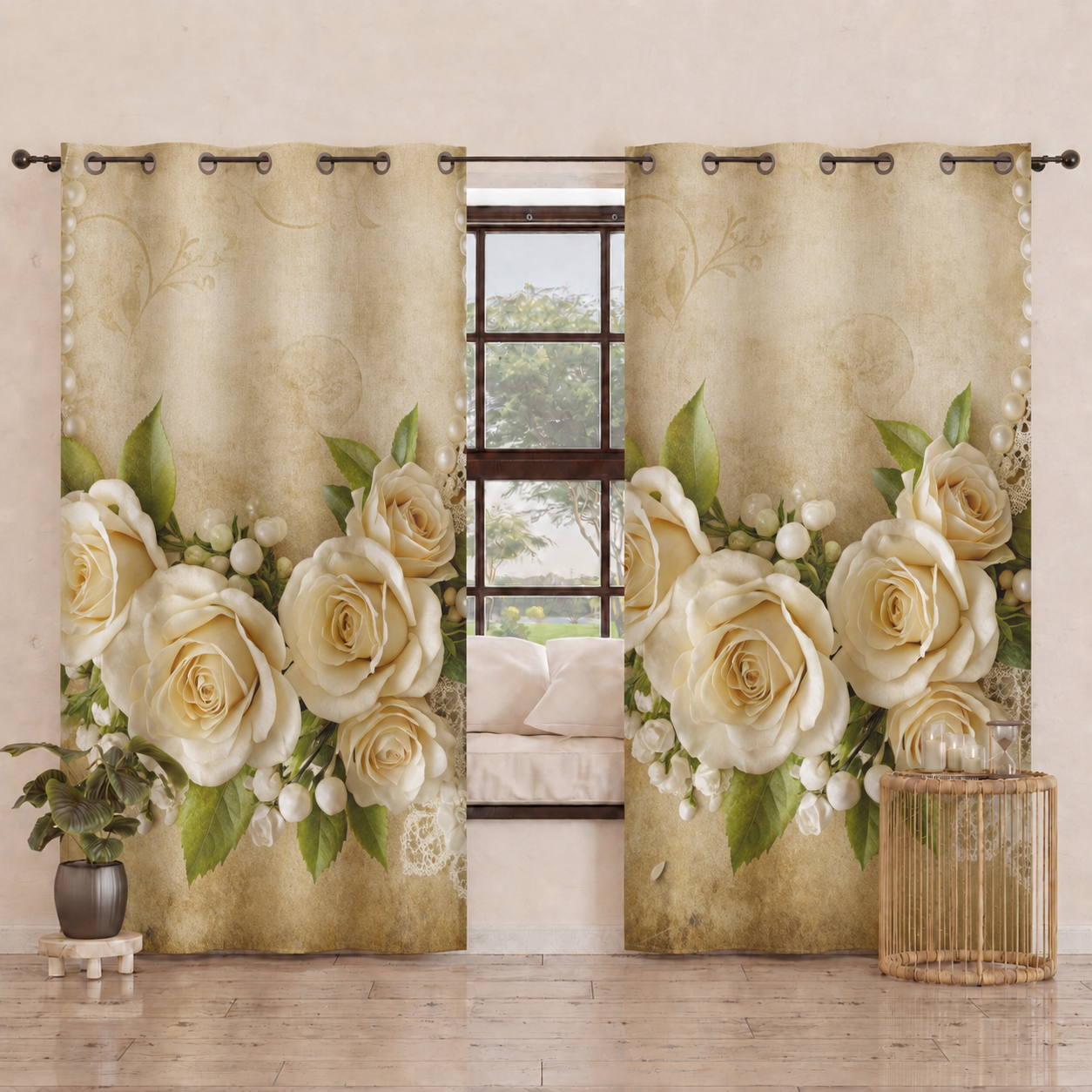 Tenda Arredo da Interno a Pannelli con Anelli Shabby 342
