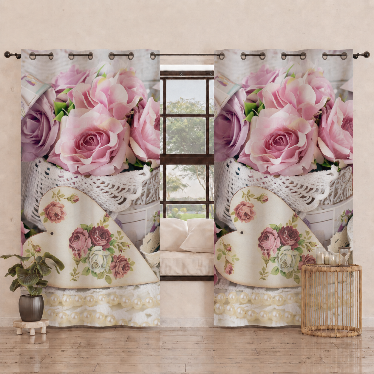 Tenda Arredo da Interno a Pannelli con Anelli Shabby 328