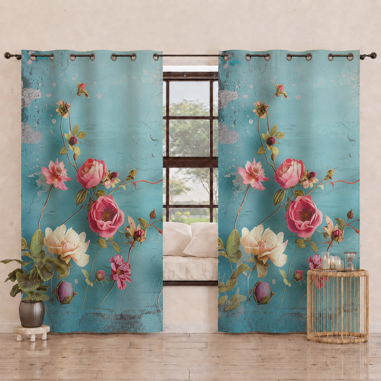Tenda Arredo da Interno a Pannelli con Anelli Shabby 345