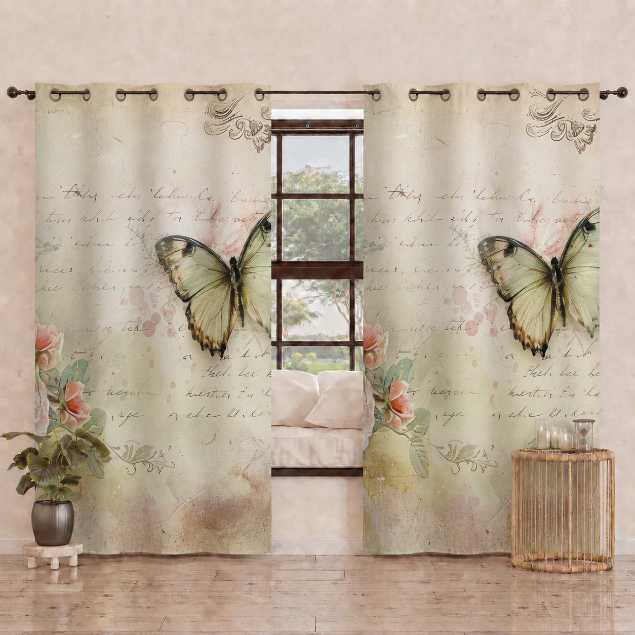 Tenda Arredo da Interno a Pannelli con Anelli Shabby 336