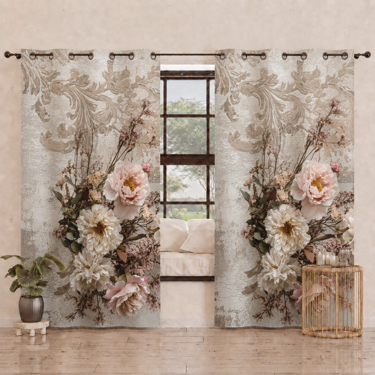 Tenda Arredo da Interno a Pannelli con Anelli Shabby 341