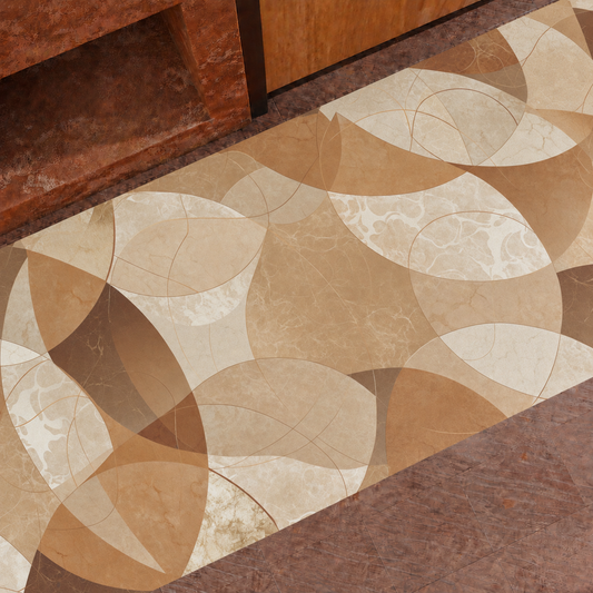 Tappeto Cucina Antiscivolo Passatoia Cucina lavabile, Cucina Geo - Cerchio Beige