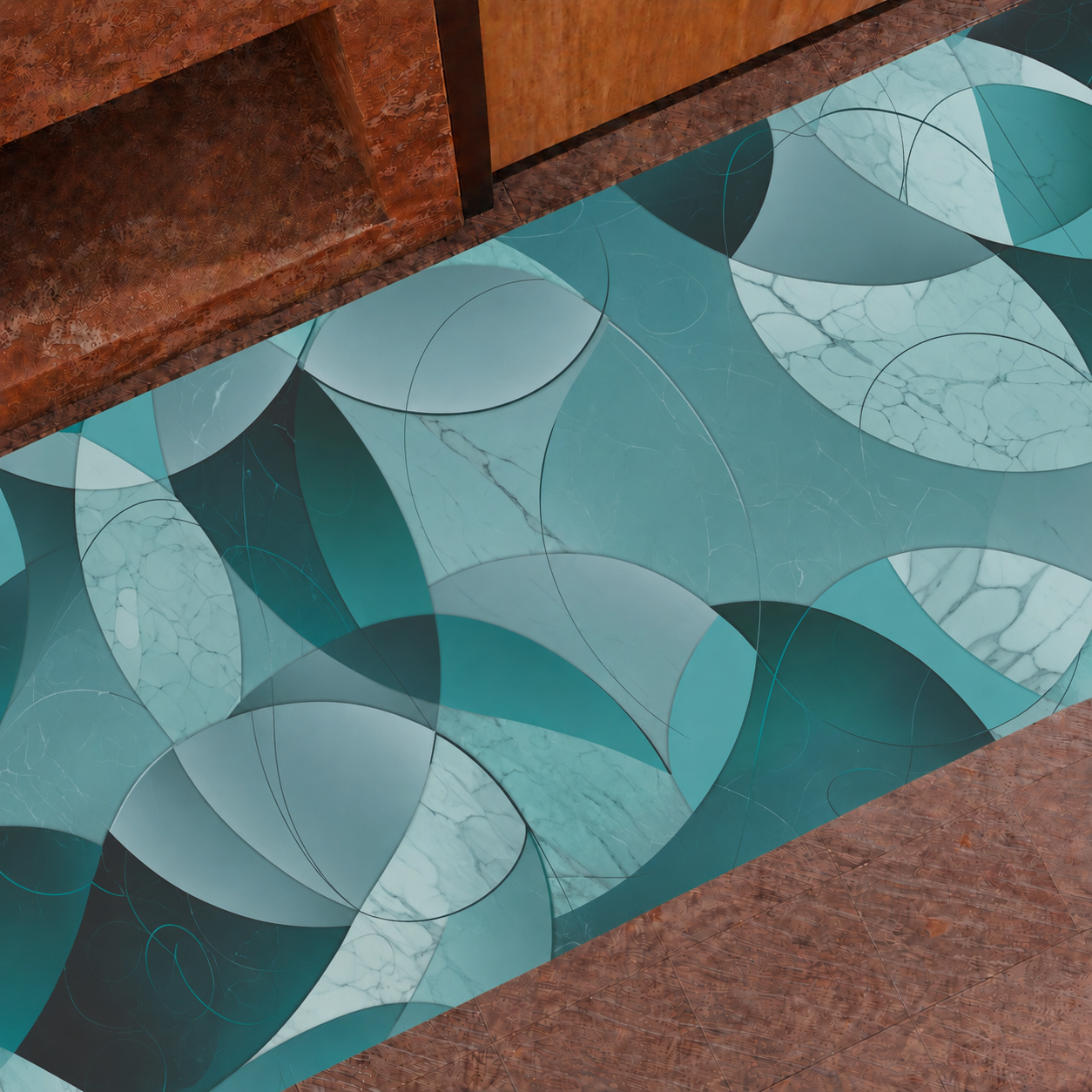 Tapis de cuisine antidérapant, couloir de cuisine lavable, Cuisine Geo - Cercle Outremer