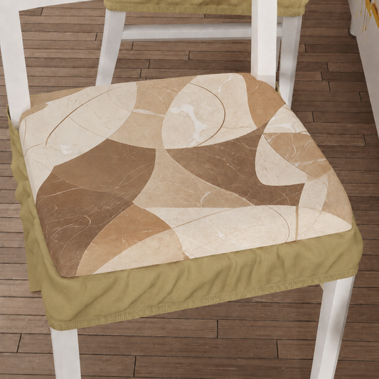 Cuscini per Sedie con Elastico Coprisedia in Stampa Digitale Geo Cerchio Beige