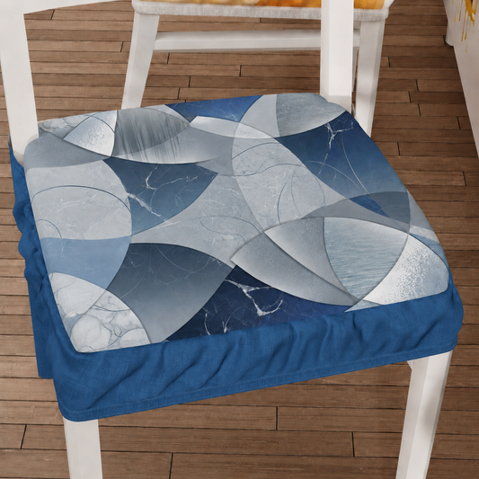 Cuscini per Sedie con Elastico Coprisedia in Stampa Digitale Geo Cerchio Blu