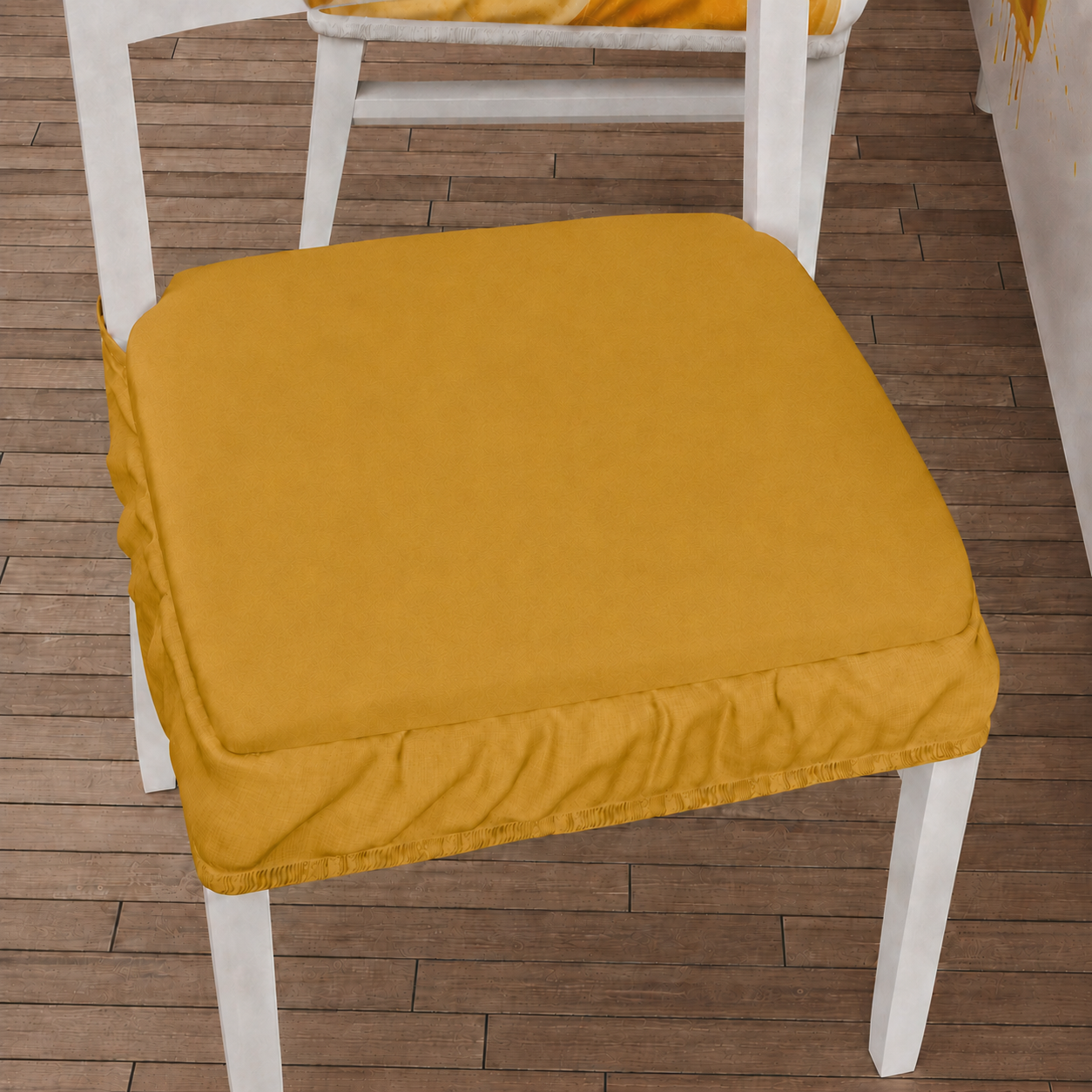 Cuscini per Sedie con Elastico in Tinta Unita Giallo