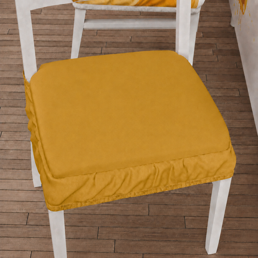 Cuscini per Sedie con Elastico in Tinta Unita Giallo
