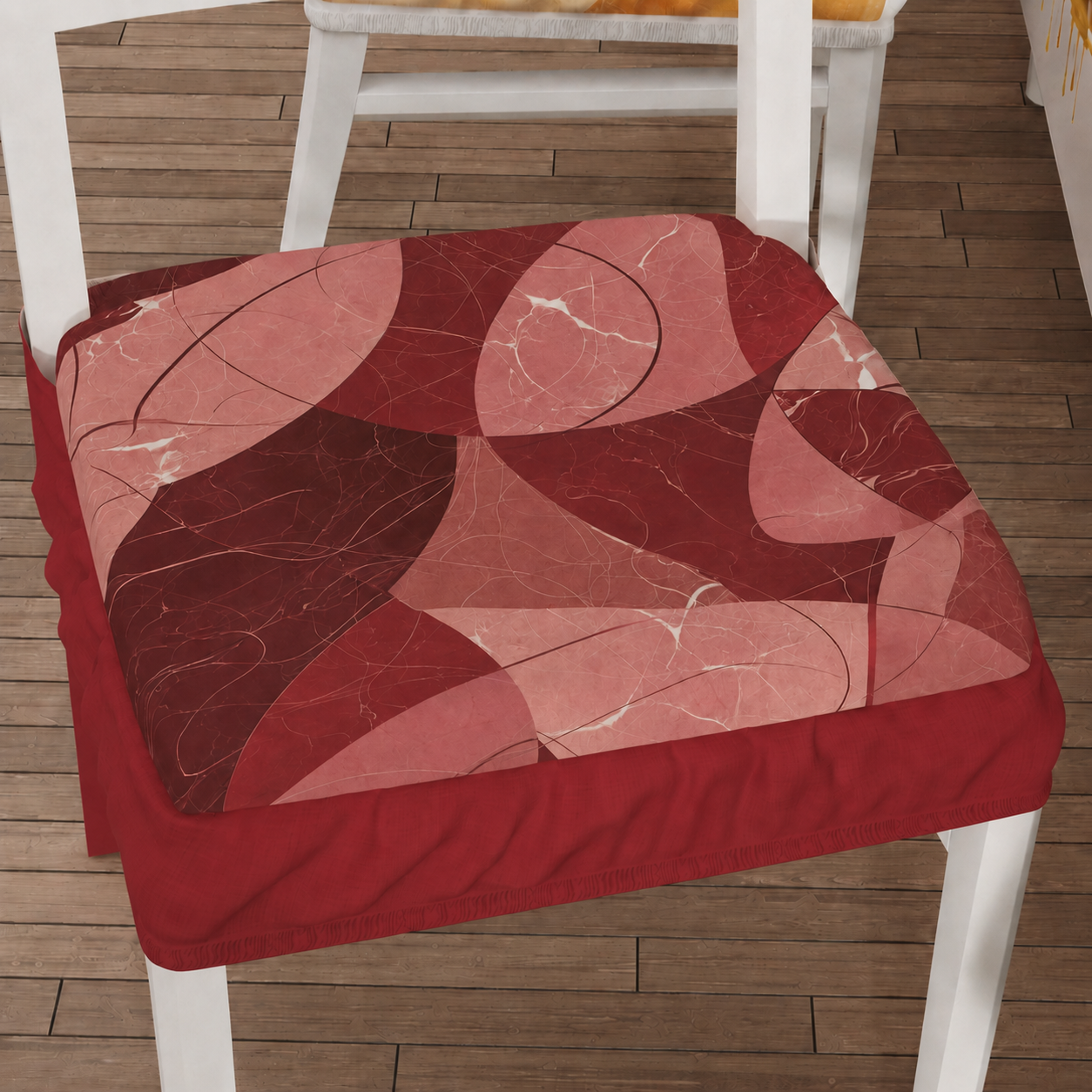Cuscini per Sedie con Elastico Coprisedia in Stampa Digitale Geo Cerchio Bordeaux