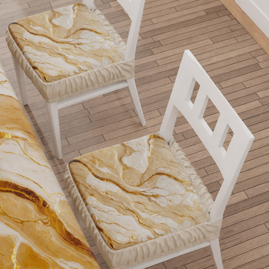 Coussins pour Chaises avec Élastique Housse de Chaise Effet Marbre Beige - DORACREAM