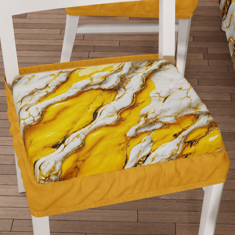 Coussins pour Chaises avec Élastique Housse de Chaise Effet Marbre Jaune - YELLOOOWW