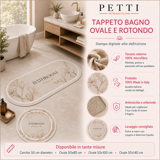 Tappeto Bagno Stampa Digitale Forma Ovale Stone Cipria