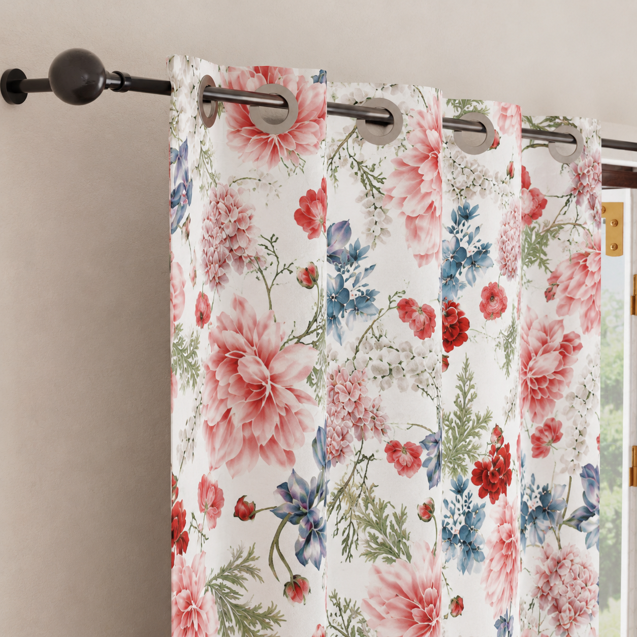 Tenda Arredo da Interno a Pannelli con Anelli Floreale 19 00