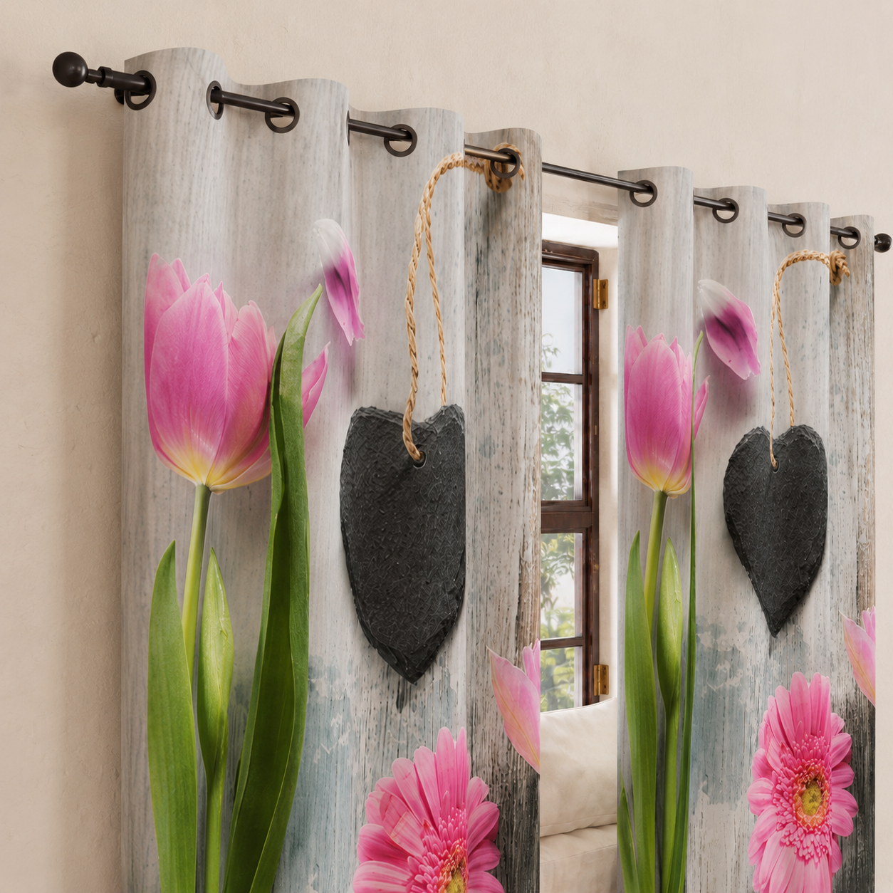 Tenda Arredo da Interno a Pannelli con Anelli Shabby 330