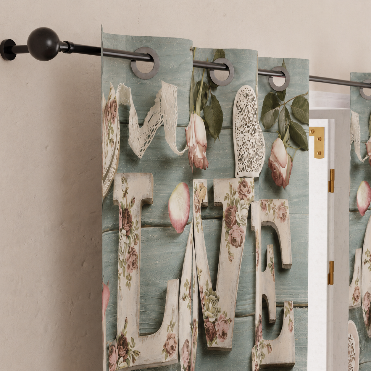 Tenda Arredo da Interno a Pannelli con Anelli Shabby 318