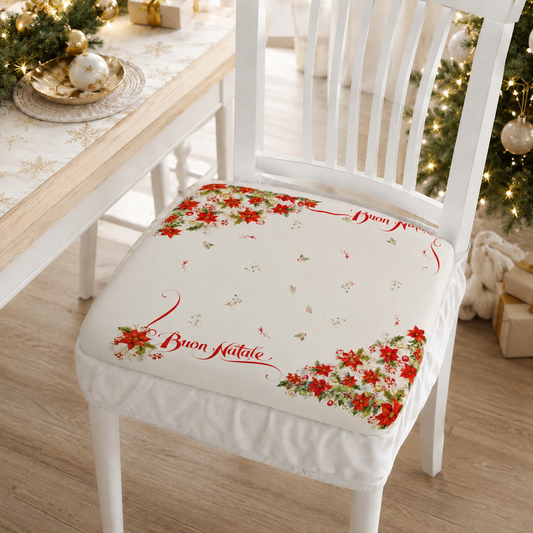 Coprisedia Natalizi con Elastico in Stampa Digitale Buon Natale