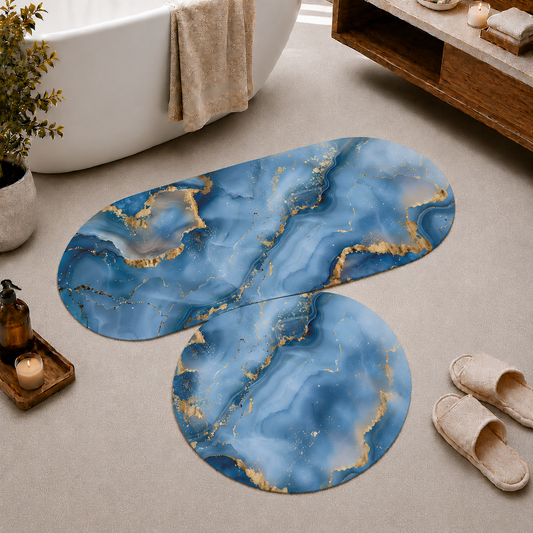 Tappeto Bagno Stampa Digitale Forma Ovale Quarz Blu