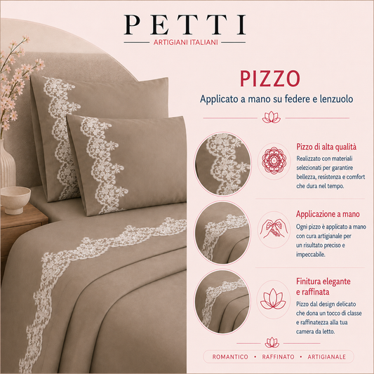 Lenzuola Percalle con Pizzo, Lenzuola Matrimoniali Cotone Ottanio
