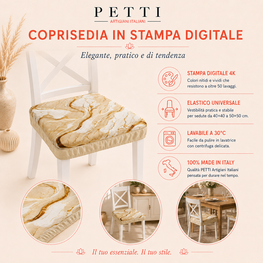 Cuscini per Sedie con Elastico Coprisedia in Stampa Digitale Geo Cerchio Rame