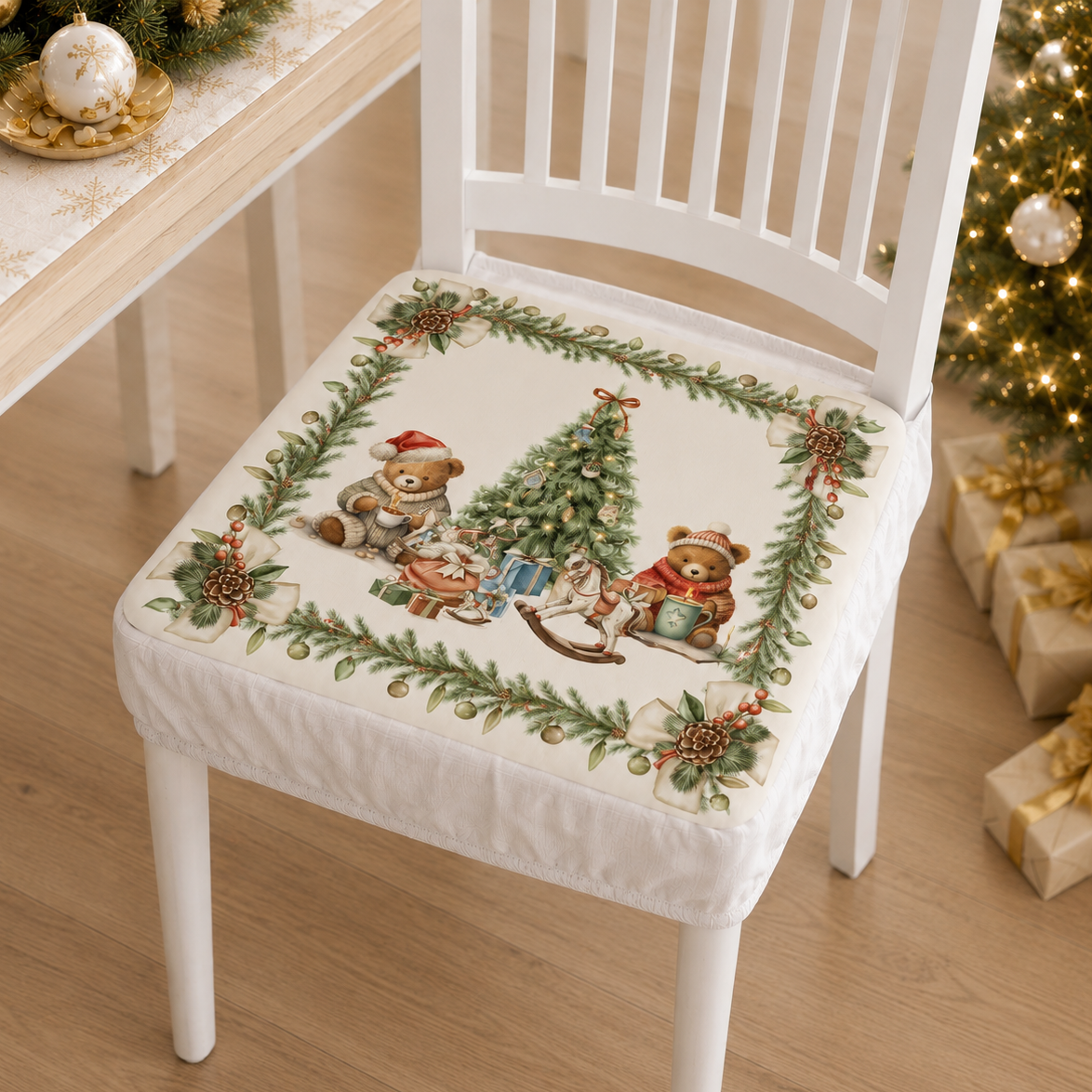 Coprisedia Natalizi con Elastico in Stampa Digitale Xmas Bears