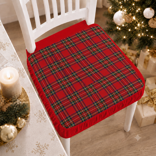 Coprisedia Natalizi con Elastico in Stampa Digitale Tartan