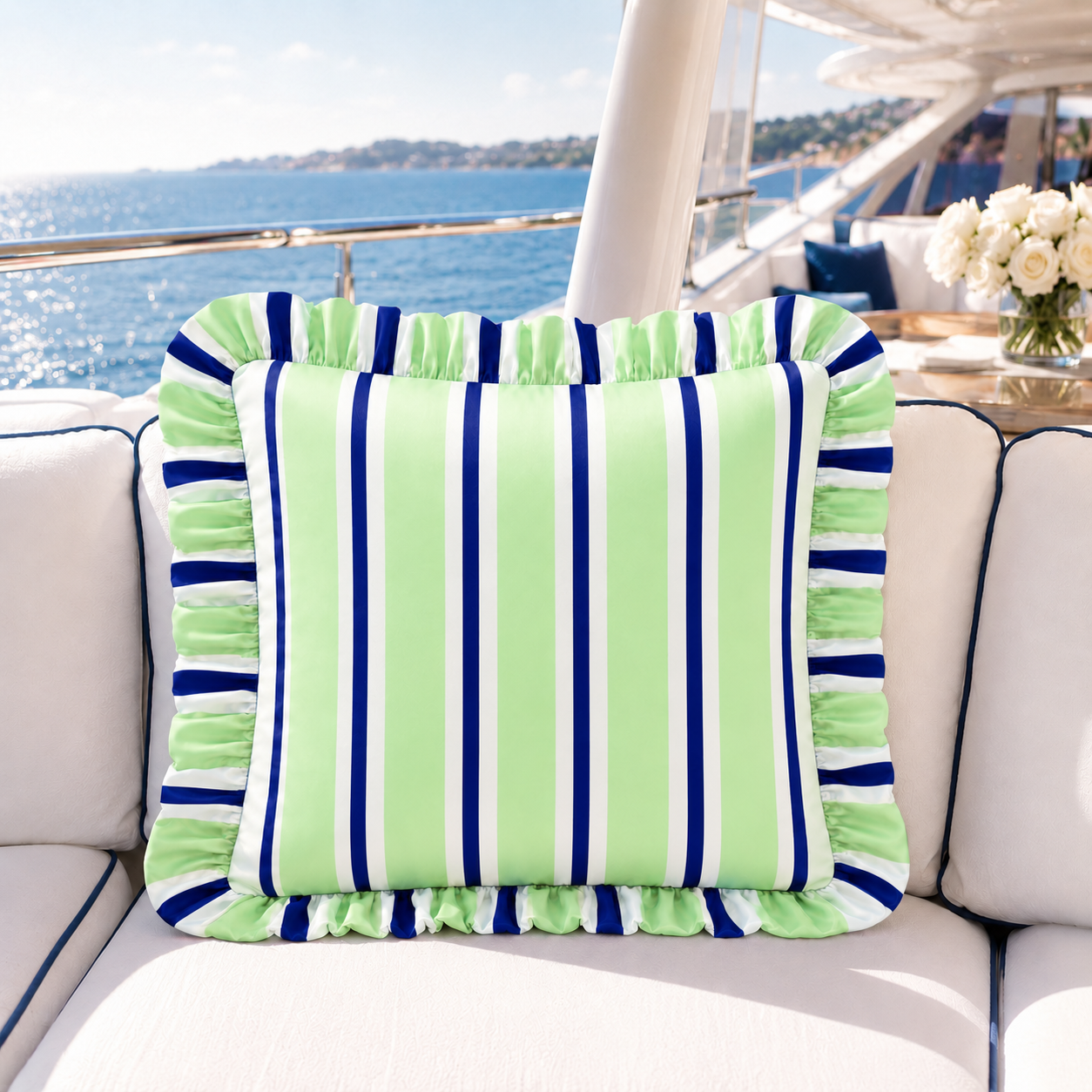 Cuscino Arredo con Rouches Mille Righe 03.