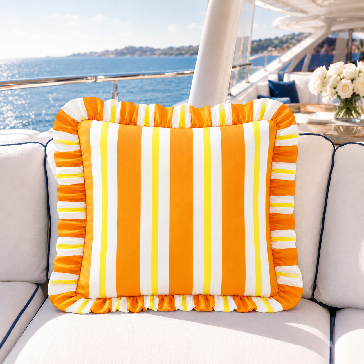Cuscino Arredo con Rouches Mille Righe 11.