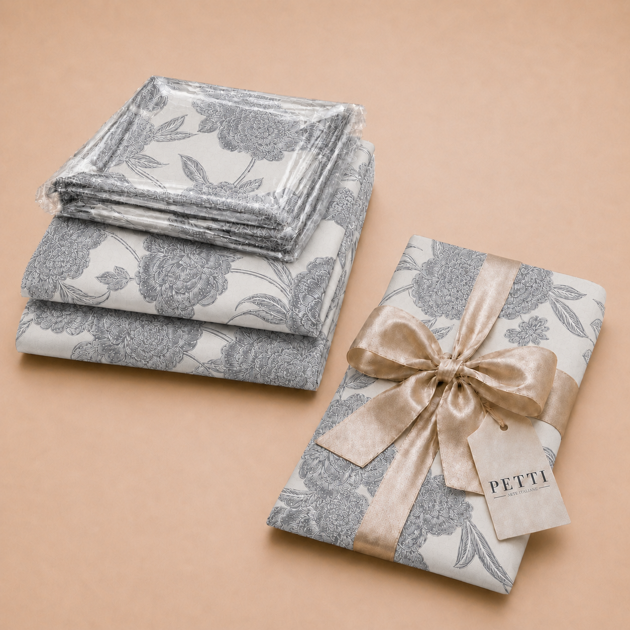 Promo Cucina Peonie Grigio Tovaglia in Stampa Digitale + Tovaglia Trasparente + Runner in Omaggio
