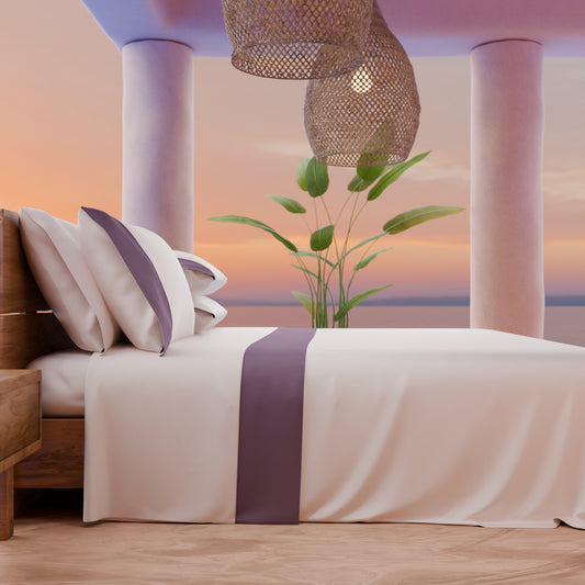 Draps unis en satin de coton avec queue de rat rose poudré