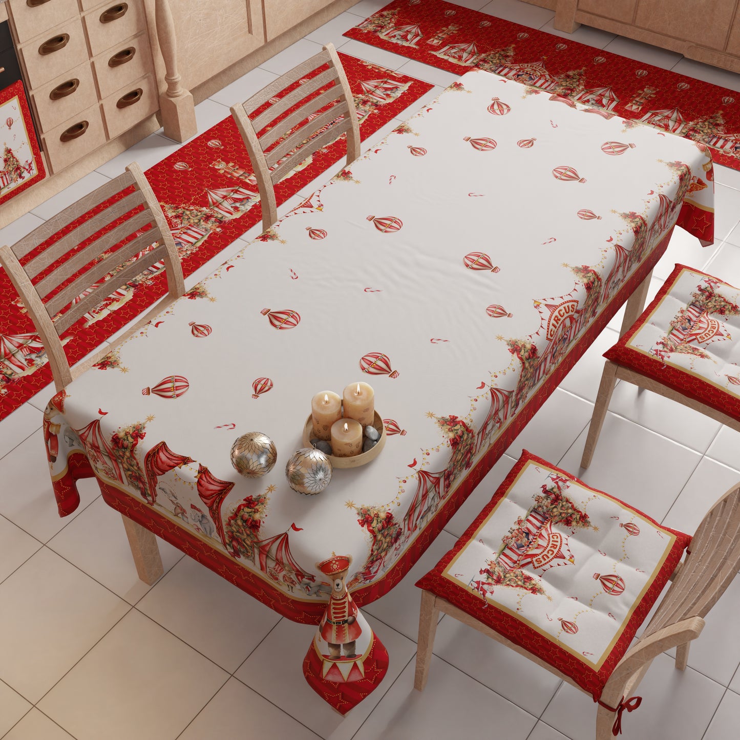 Nappe de Noël, Nappe de Table Anti-taches, Housse de Table de Cuisine Cirque