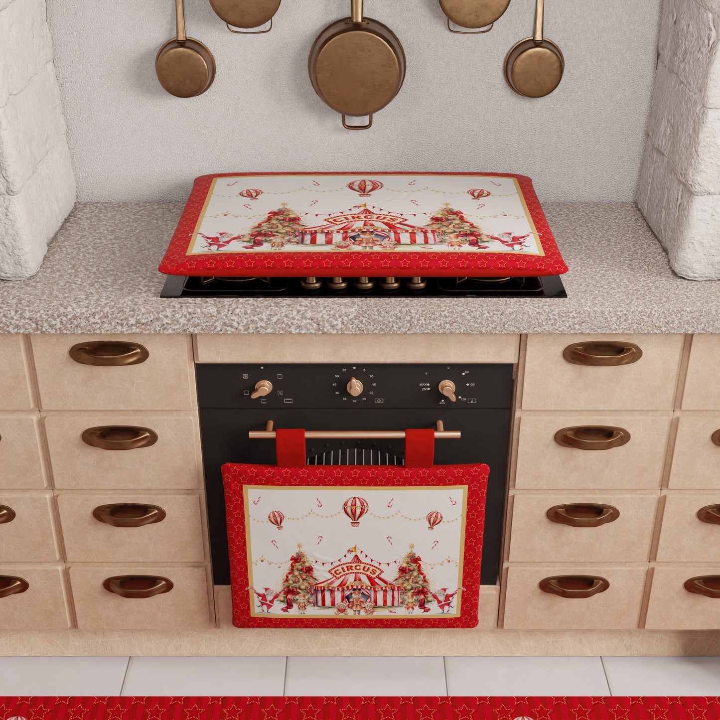 Housse de Plaque de Cuisson de Noël pour Cuisine en Impression Numérique Cirque