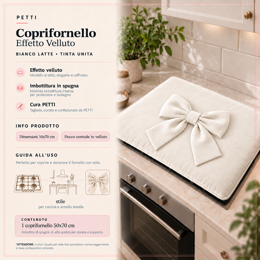 Coprifornello Cucina Tinta Unita in Velluto Bianco Latte