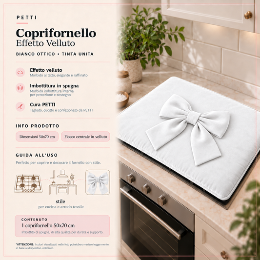Coprifornello Cucina Tinta Unita in Velluto Bianco Ottico