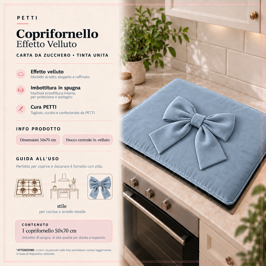 Coprifornello Cucina Tinta Unita in Velluto Carta da Zucchero