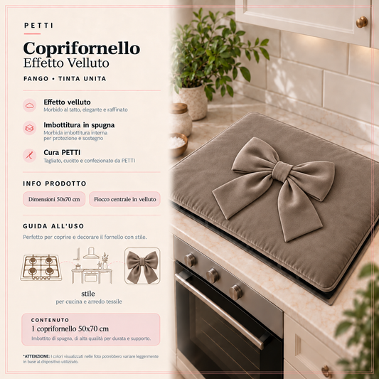 Coprifornello Cucina Tinta Unita in Velluto Fango