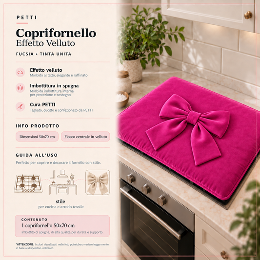 Coprifornello Cucina Tinta Unita in Velluto Fucsia
