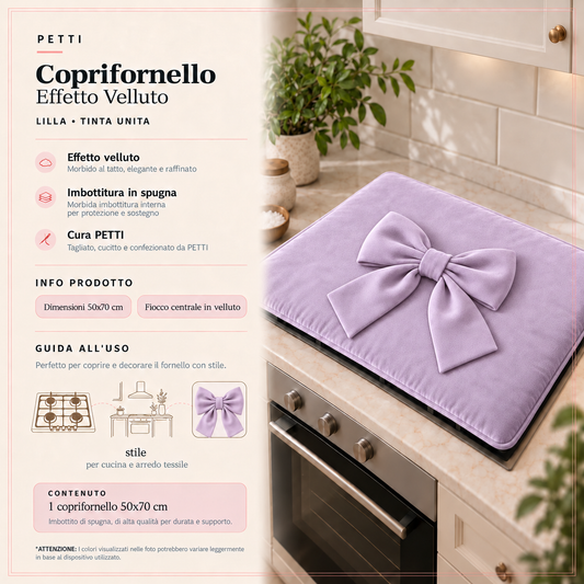 Coprifornello Cucina Tinta Unita in Velluto Lilla