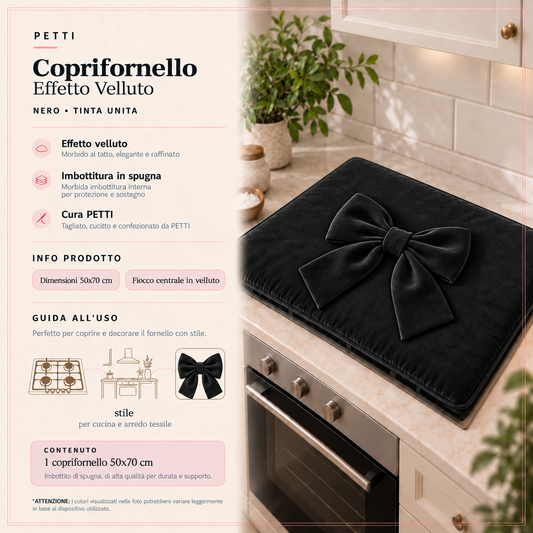 Coprifornello Cucina Tinta Unita in Velluto Nero
