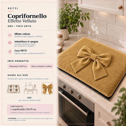 Coprifornello Cucina Tinta Unita in Velluto Oro