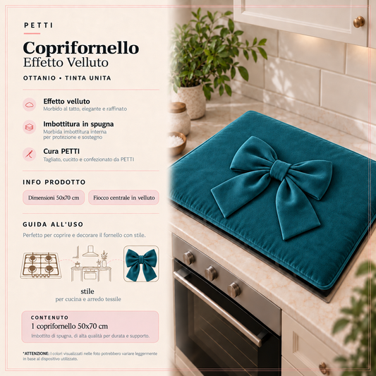 Coprifornello Cucina Tinta Unita in Velluto Ottanio