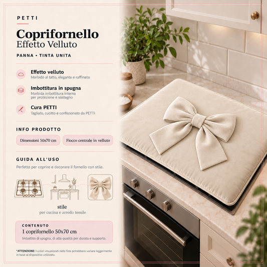 Coprifornello Cucina Tinta Unita in Velluto Panna