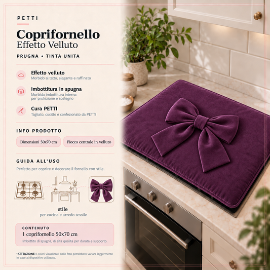 Coprifornello Cucina Tinta Unita in Velluto Prugna