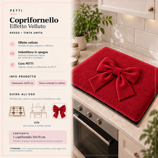 Coprifornello Cucina Tinta Unita in Velluto Rosso