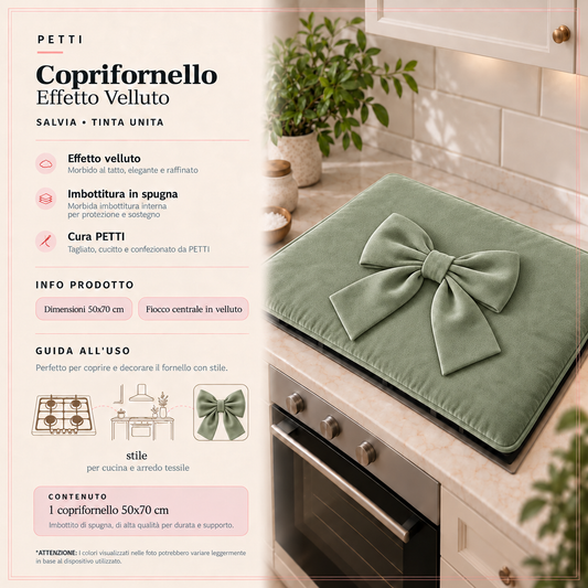 Coprifornello Cucina Tinta Unita in Velluto Salvia