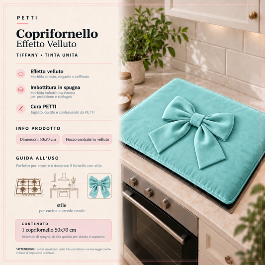 Coprifornello Cucina Tinta Unita in Velluto Tiffany