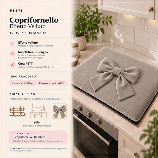 Coprifornello Cucina Tinta Unita in Velluto Tortora
