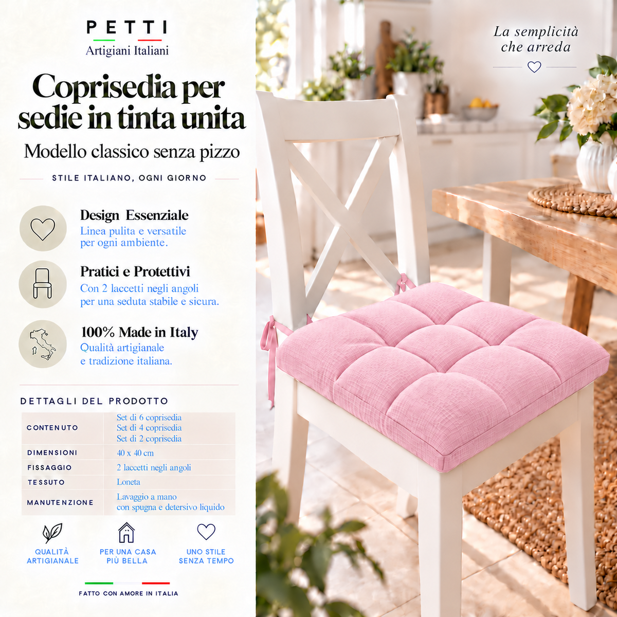 Coussins pour chaises housses de chaise Shabby Chic uni rose