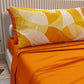 Lenzuola in Cotone, Completo Letto con Federe in Stampa Digitale Geo Cerchio Arancione